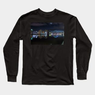 Newcastle quayside at night lit up Long Sleeve T-Shirt